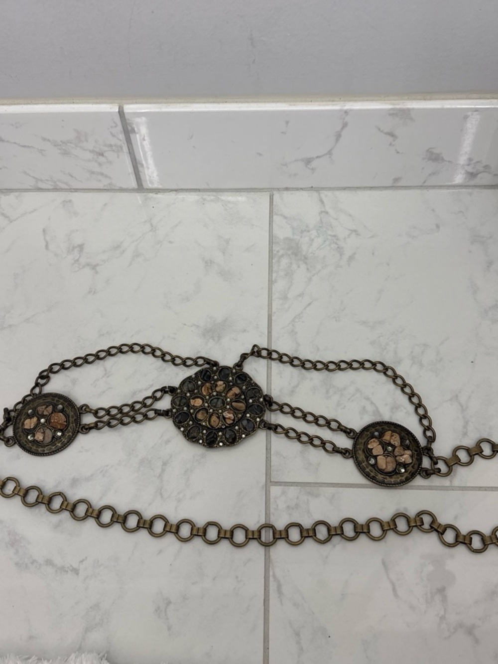 Bohemian Bronze-Tone Floral Medallion Belt